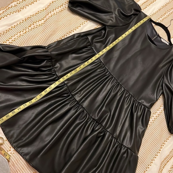 Calista Faux Leather Black Dress - Picture 11 of 11